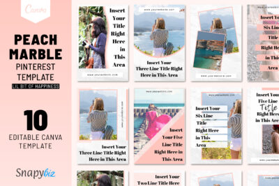 Peach Marble Feminine Pinterest Canva Template