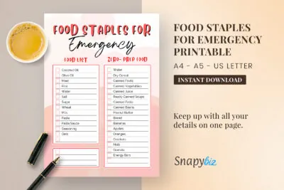 food staples for emergency printable feature images
