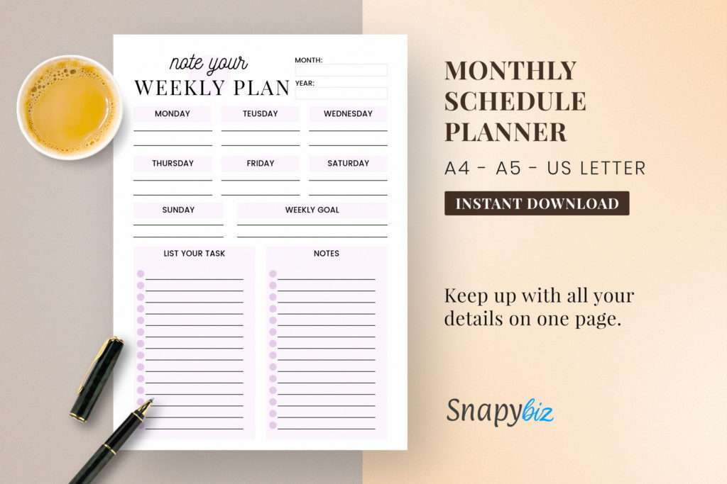 note your weekly plan feature images