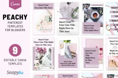 Peachy Pinterest Canva Template For Bloggers | Pin Design | Peachy Pink | Brand Development | Pin Creator