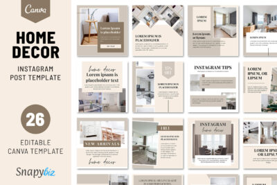 Home Decor Instagram Post Template is prominent for home decorator, interior design and social media marketing