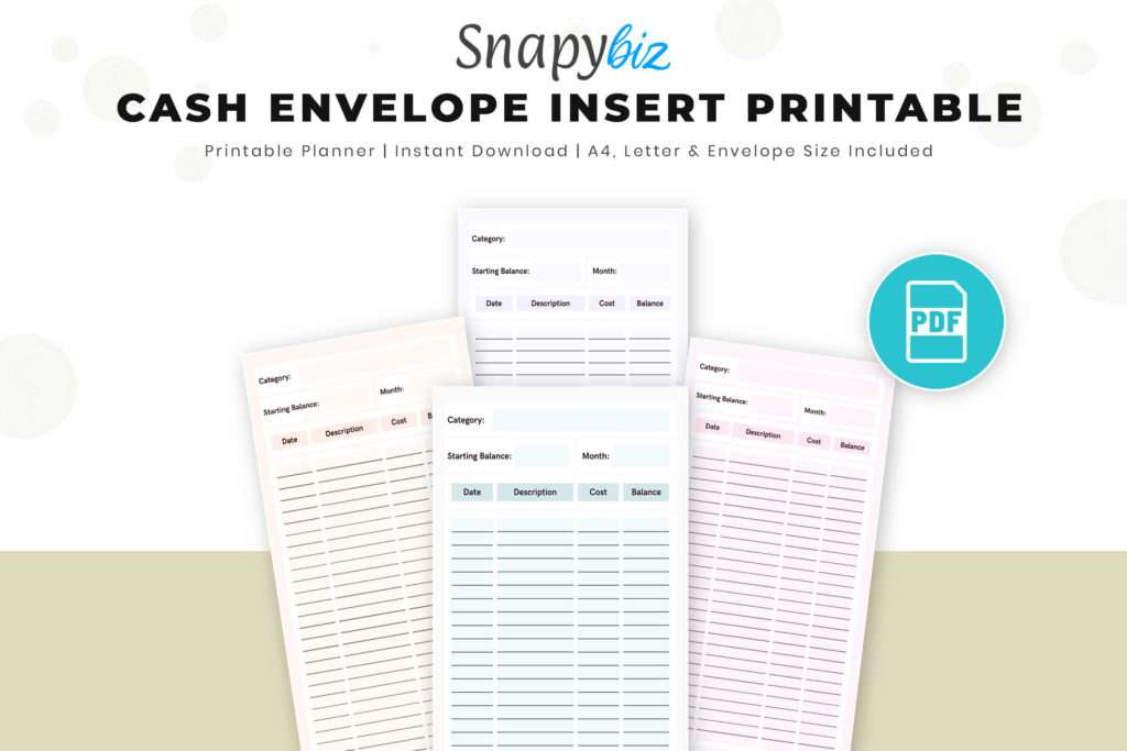 Use the cash envelope insert printable to help order and monitor the cash removed from each cash envelope.