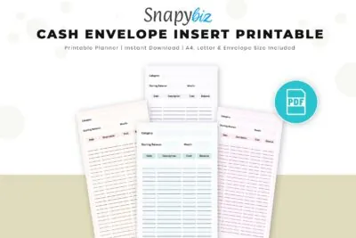 Use the cash envelope insert printable to help order and monitor the cash removed from each cash envelope.