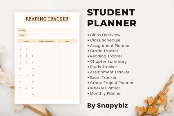 Assignment planner-grade tracker, reading tracker