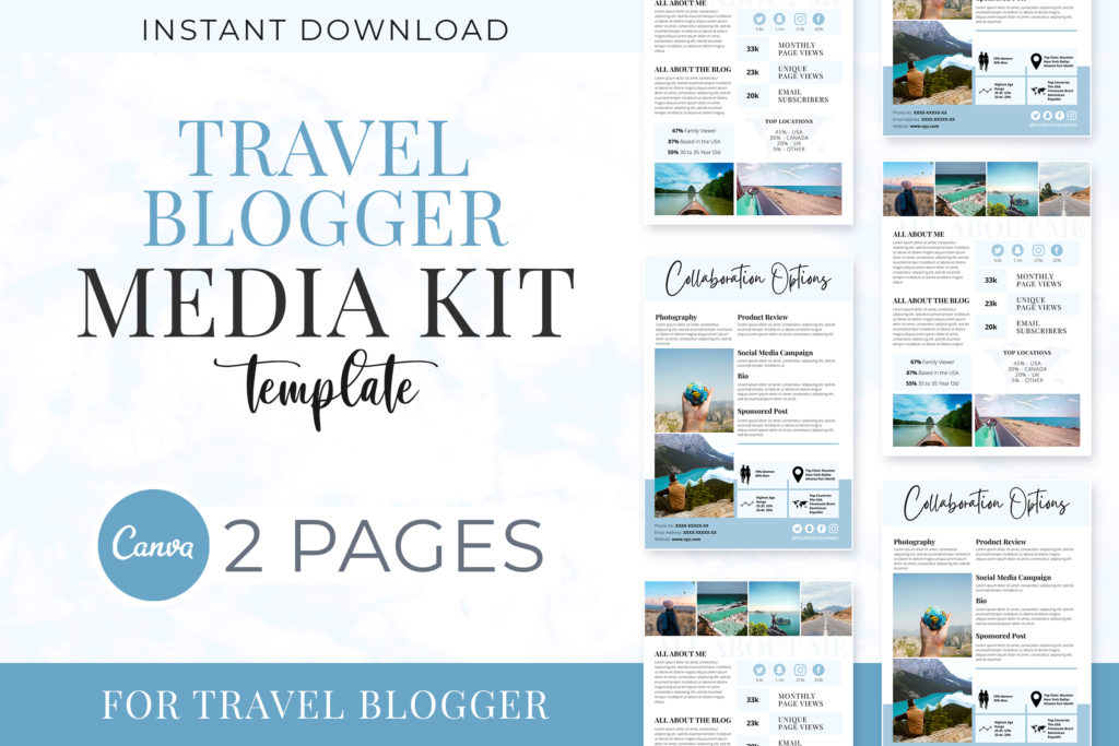 travel blogger media kit template