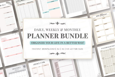 daily, weekly & monthly planner bundle feature image