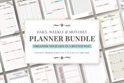 daily, weekly & monthly planner bundle feature image