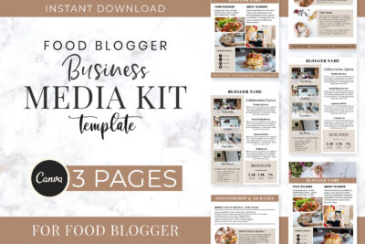 food blogger business media kit template