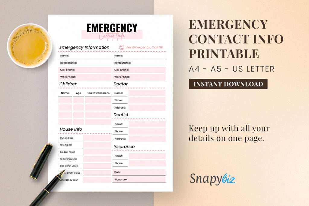 emergency contact info printable feature images