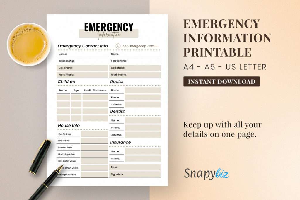 emergency information printable feature images