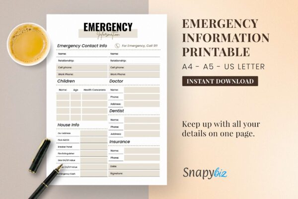 Emergency Information Printable Feature Images Emergency information printable feature images