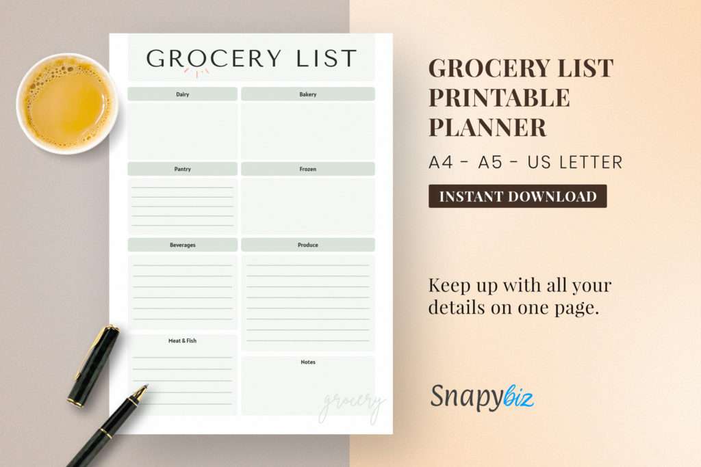 grocery list printable planner feature images