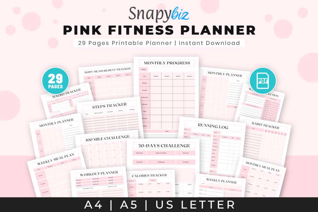pink fitness planner