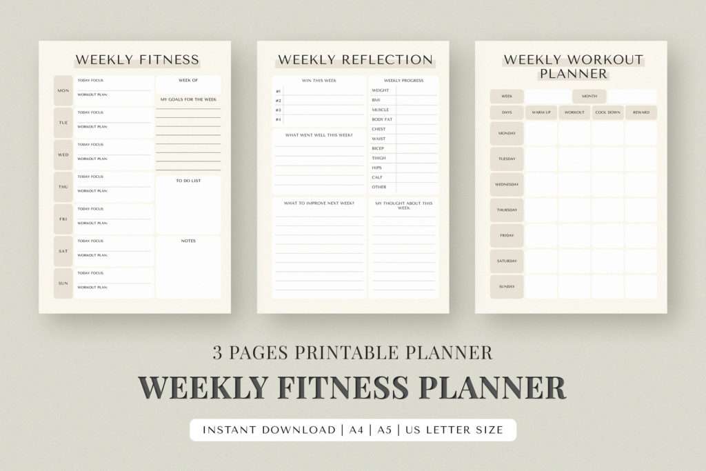 weekly fitness planner feature images
