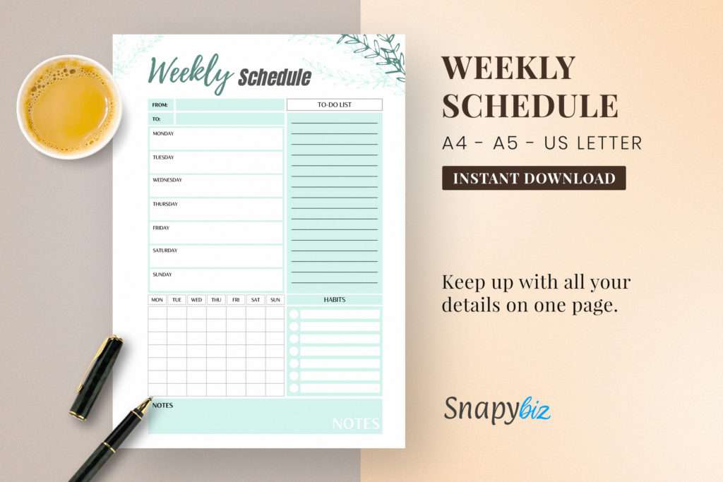 weekly schedule feature images