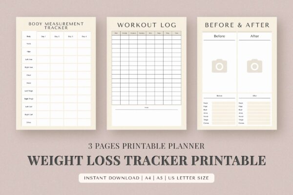 Weight loss tracker printable feature images