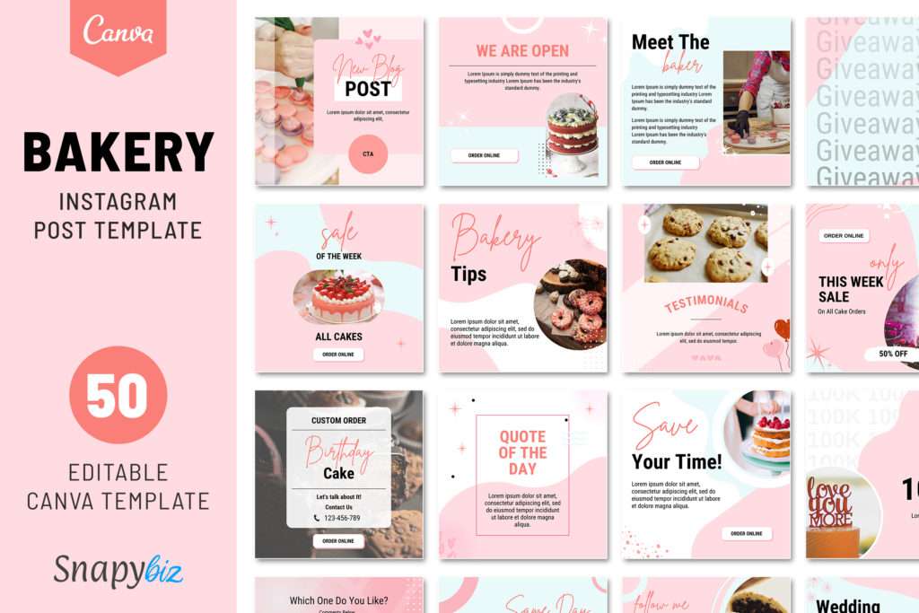 Bakery Instagram Engagement Canva Templates