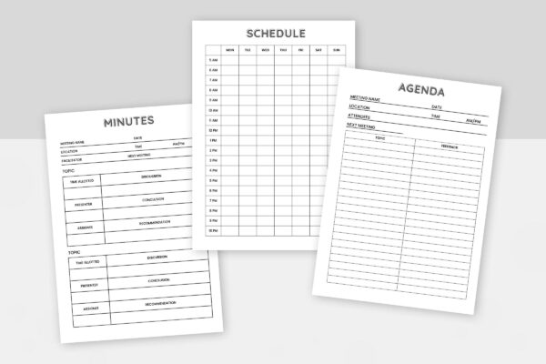 Meeting Organizer Notes Planner Bundle 3 Meeting organiser notes planner