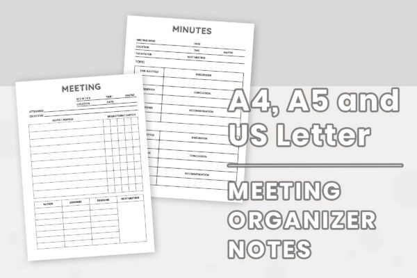 Meeting Organizer Notes Planner Bundle 6 Copy Meeting organiser notes planner