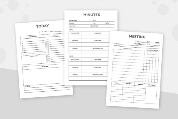 Meeting Organizer Notes Planner Bundle 8 Meeting organiser notes planner