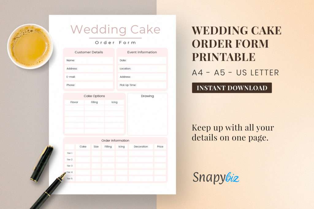 wedding cake order form printable