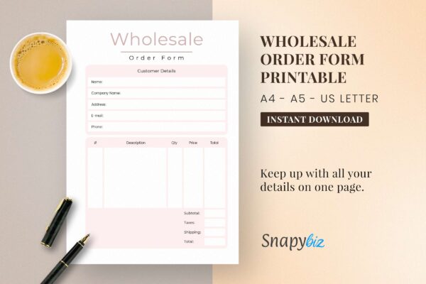 Wholesale Order Form Printable Feature Images Wholesale order form