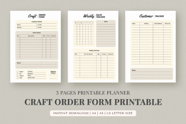 Craft Order Form Printable Feature Images Printable craft order form