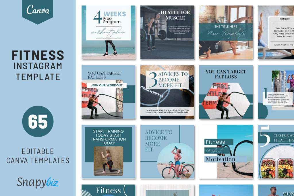 fitness instagram canva post templates