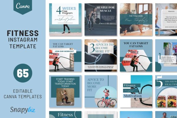 Fitness Instagram Template Fitness instagram canva post templates