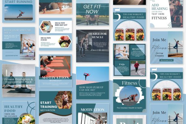 Fitness Instagram Template 2 Fitness instagram canva post templates