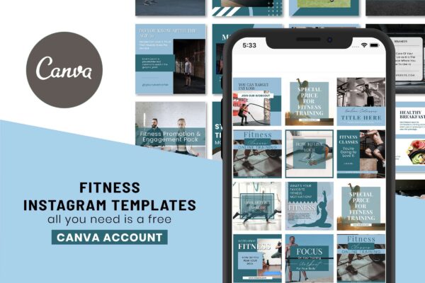 Fitness Instagram Template 3 Fitness instagram canva post templates