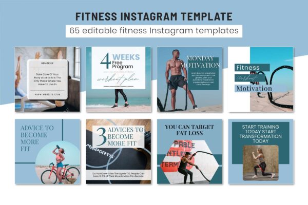 Fitness Instagram Template 4 Fitness instagram canva post templates