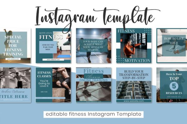 Fitness Instagram Template 5 Fitness instagram canva post templates