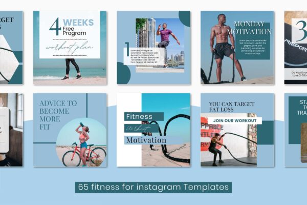 Fitness Instagram Template 9 Fitness instagram canva post templates