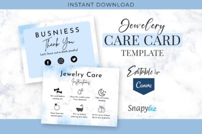 editable jewelry care instructions canva template
