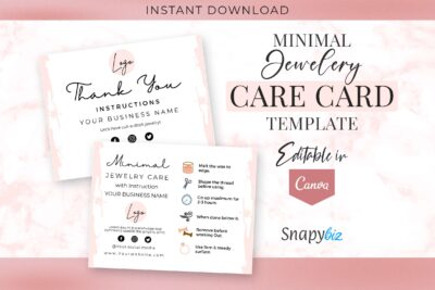 editable jewelry care card template
