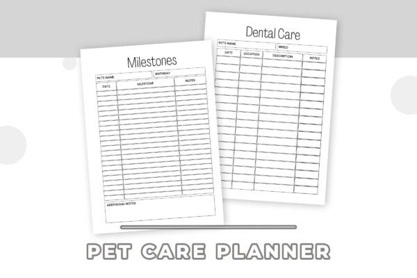 Pet Care Planner Bundle 1 Pet care binder | pet printable planner