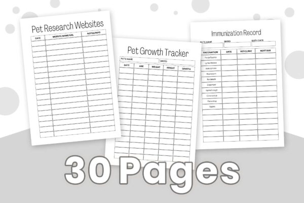 Pet Care Planner Bundle 2 Pet care binder | pet printable planner