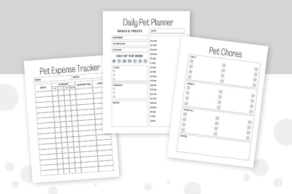 Pet Care Planner Bundle 3 Pet care binder | pet printable planner