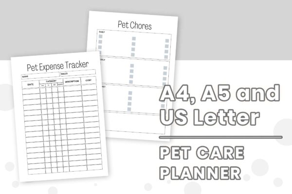 Pet Care Planner Bundle 6 Pet care binder | pet printable planner