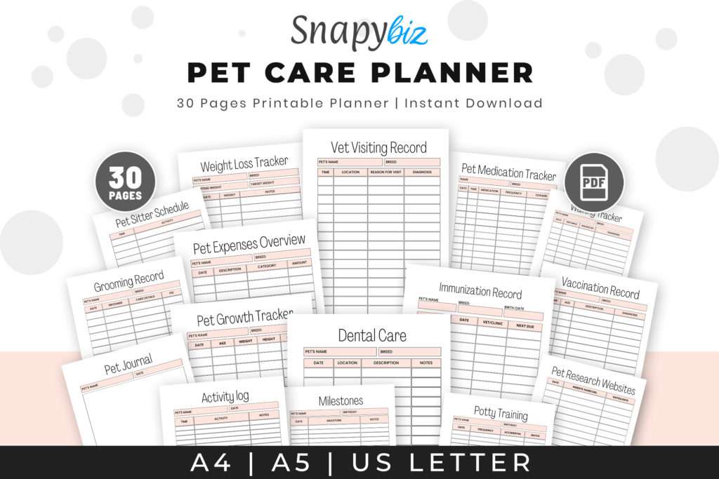 pet care binder | pet printable planner