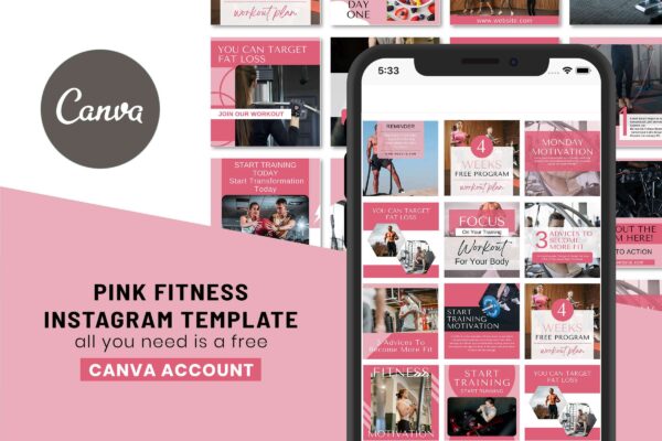 Fitness instagram canva post templates