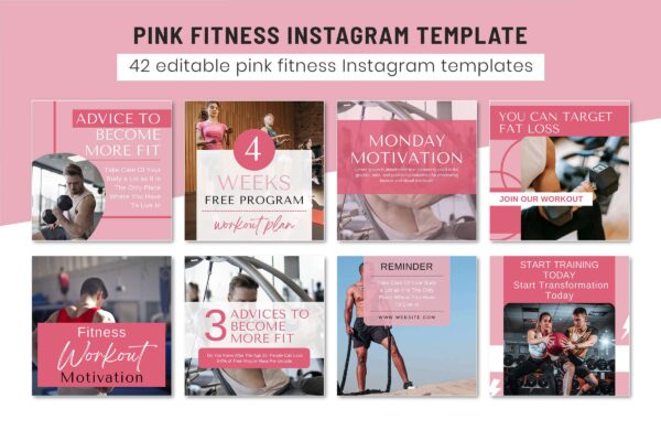 Fitness instagram canva post templates
