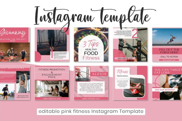 Fitness instagram canva post templates