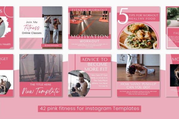 Fitness instagram canva post templates