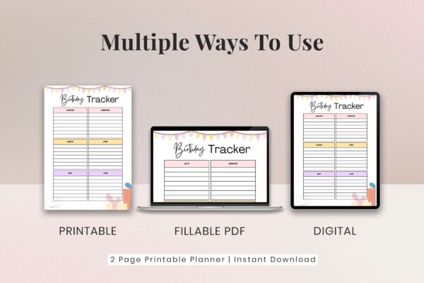 Editable birthday tracker