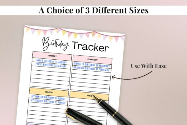 Editable birthday tracker