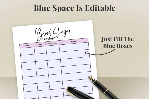 Blood sugar log printable