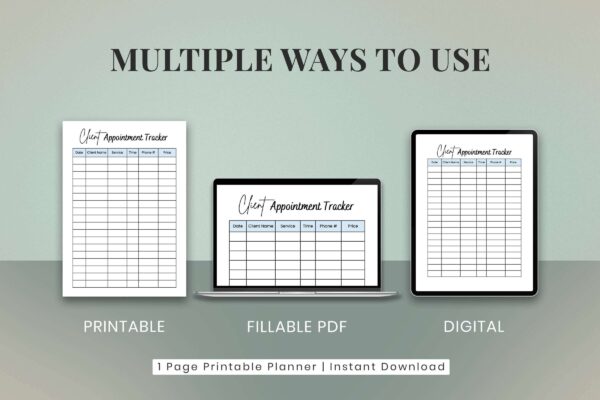 Editable client appointment tracker
