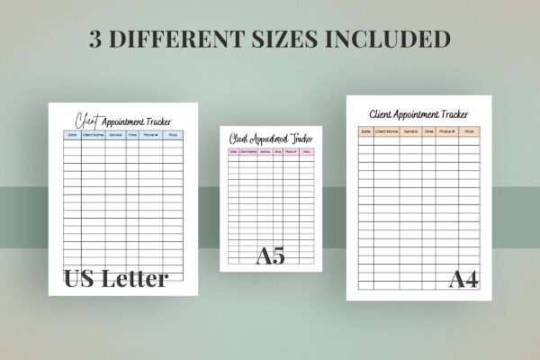 Editable client appointment tracker